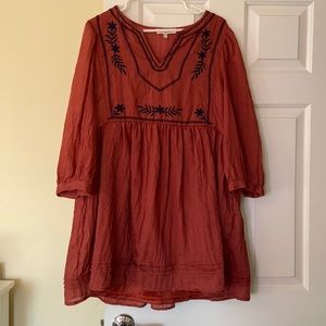 Burnt Red Dress w/ Navy Details